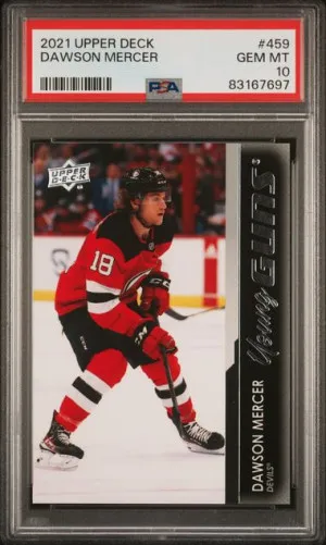 2021-22 Upper Deck Dawson Mercer Young Guns YG #459 Rookie RC PSA 10 Gem Mint front
